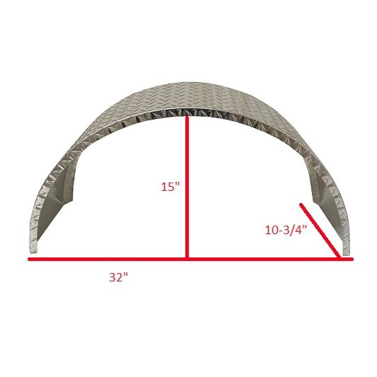 Aluminum Round Diamond Tread Plate Trailer Fenders (Set of 2) - Image 2