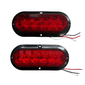 Red Oval Surface Mount 6" Tail Lights (No Bezel)