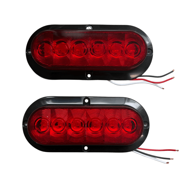 Red Oval Surface Mount 6" Tail Lights (No Bezel)