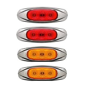 LED Large Surface Mount Side Markers | 3-LED | Chrome Bezels