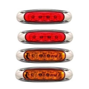 LED Large Surface Mount Side Markers | 4-LED | Chrome Bezels